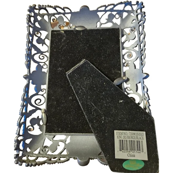 🦉Ashleigh Manor jeweled picture frame in black enamel with amber & blue crystal - Picture 3 of 8